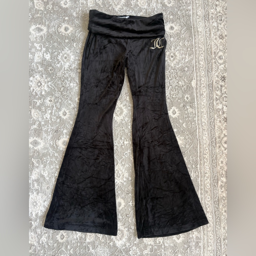 Juicy Couture Black Velour Boot Cut Pants